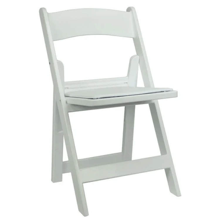 White Resin Padded Folding Chair