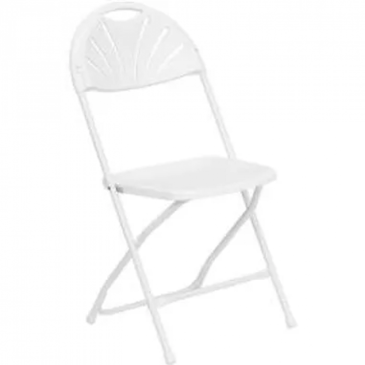 White fanback folding chair